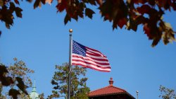 American Flag on campus