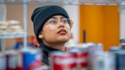 student at Red Hawk Pantry.