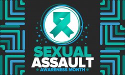 Sexual Assault Awareness Month in April. Annual campaign to promote education and the prevention of sexual violence. Social awareness symbol. Stop violence. Vector illustration