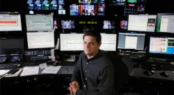 2015 Montclair State graduate Steven Melone at the WPIX studios in Manhattan.