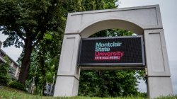 Digital sign on Valley Road outside the entrance to the Montclair State University campus