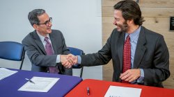 President Koppell and BCC President Eric Friedman shaking hands