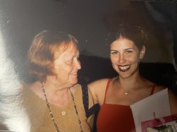 Montclair State University Professor Nicole Archer poses with her former art history professor Cris Hassold.