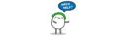 Cartoon graphic of a person with a think bubble: Need Help?