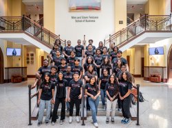 Upward Bound students in Feliciano School of Business, group photo