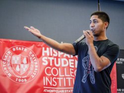 Student ambassador sepaking at Hispanic Student College Institute