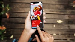 finger tapping on phone screen showing custom viewbook