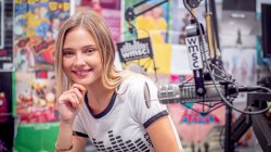 Kaya Maciak in the WMSC radio booth