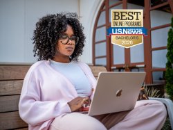 Student working on their laptop.