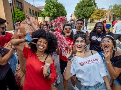 Group of students celebrating Accepted Student day.