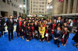 Nursing graduates, faculty and President Koppell with the hosts of the Today Show