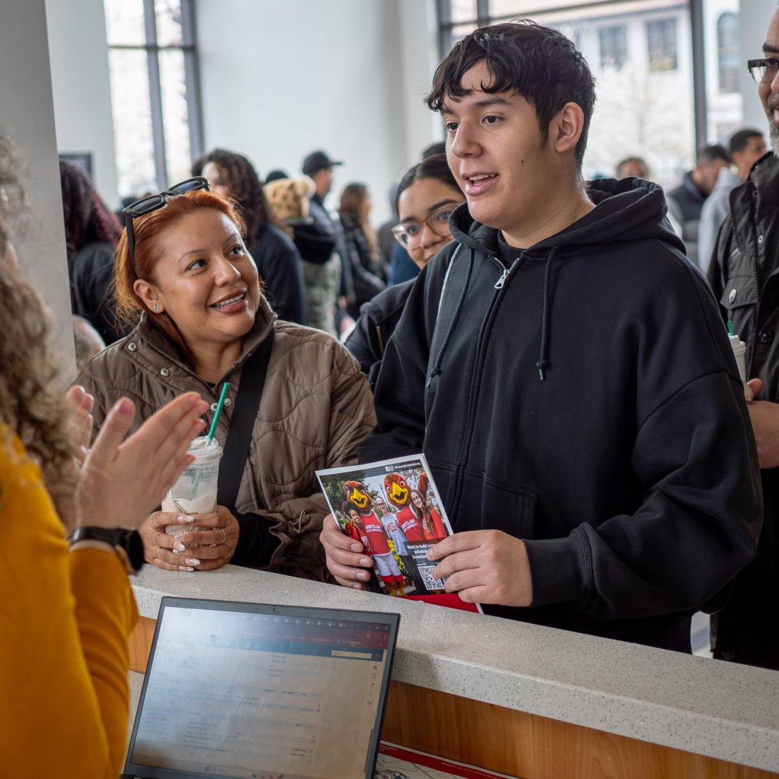 Mother and son at accepted students day.