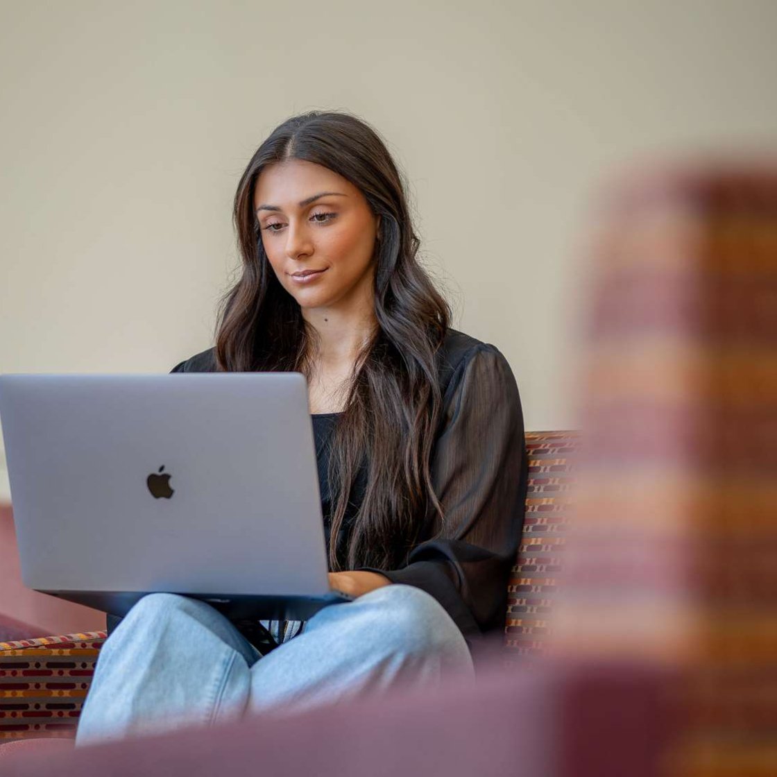 student using laptop