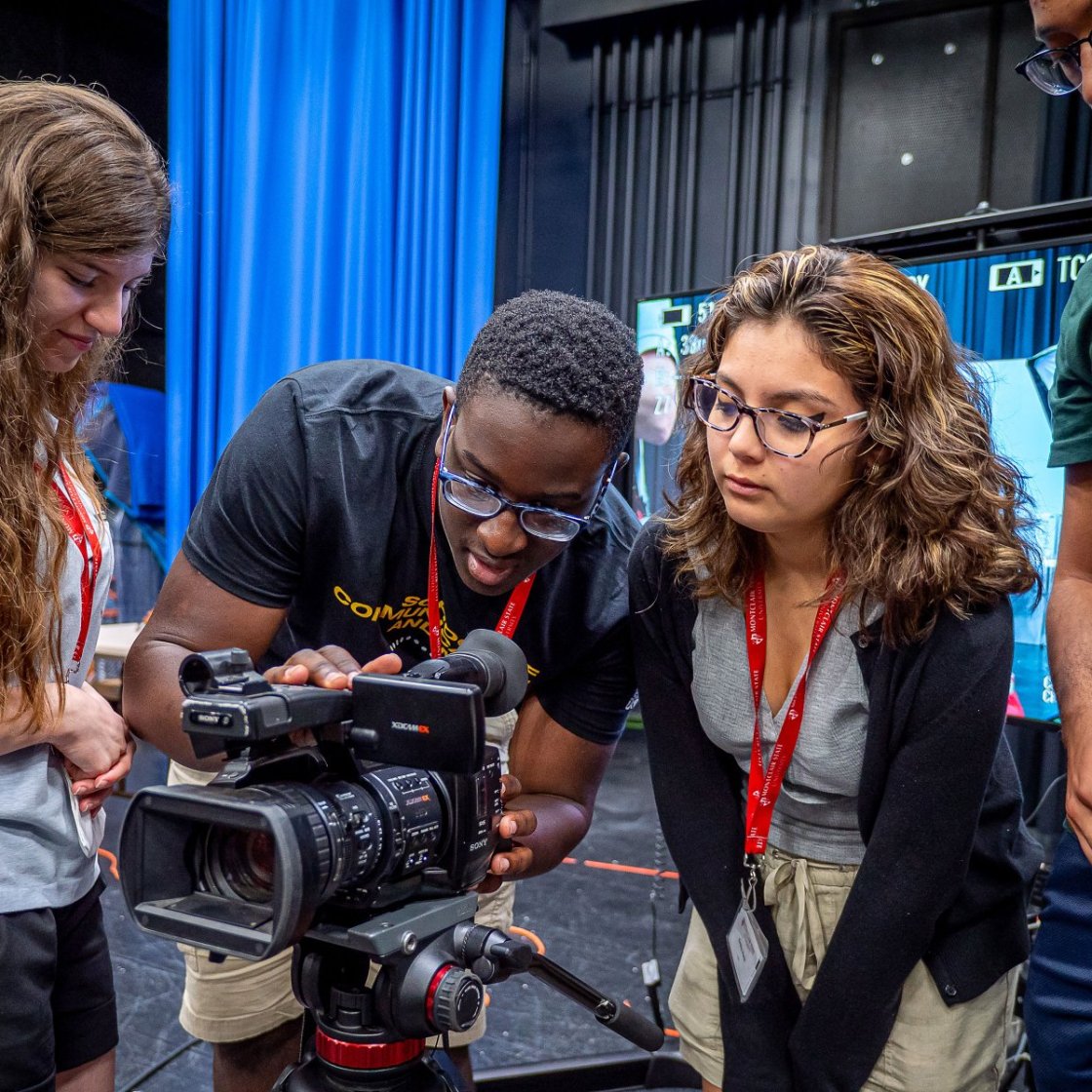 Students work on filming a project at Montclair State University.