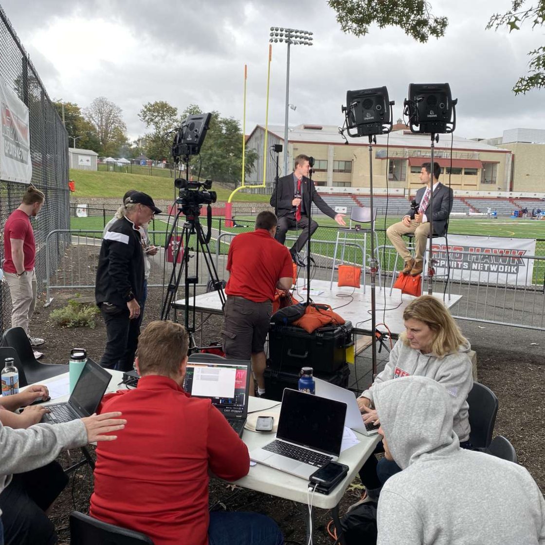 Red Hawk Sports Network personnel in action at Homecoming