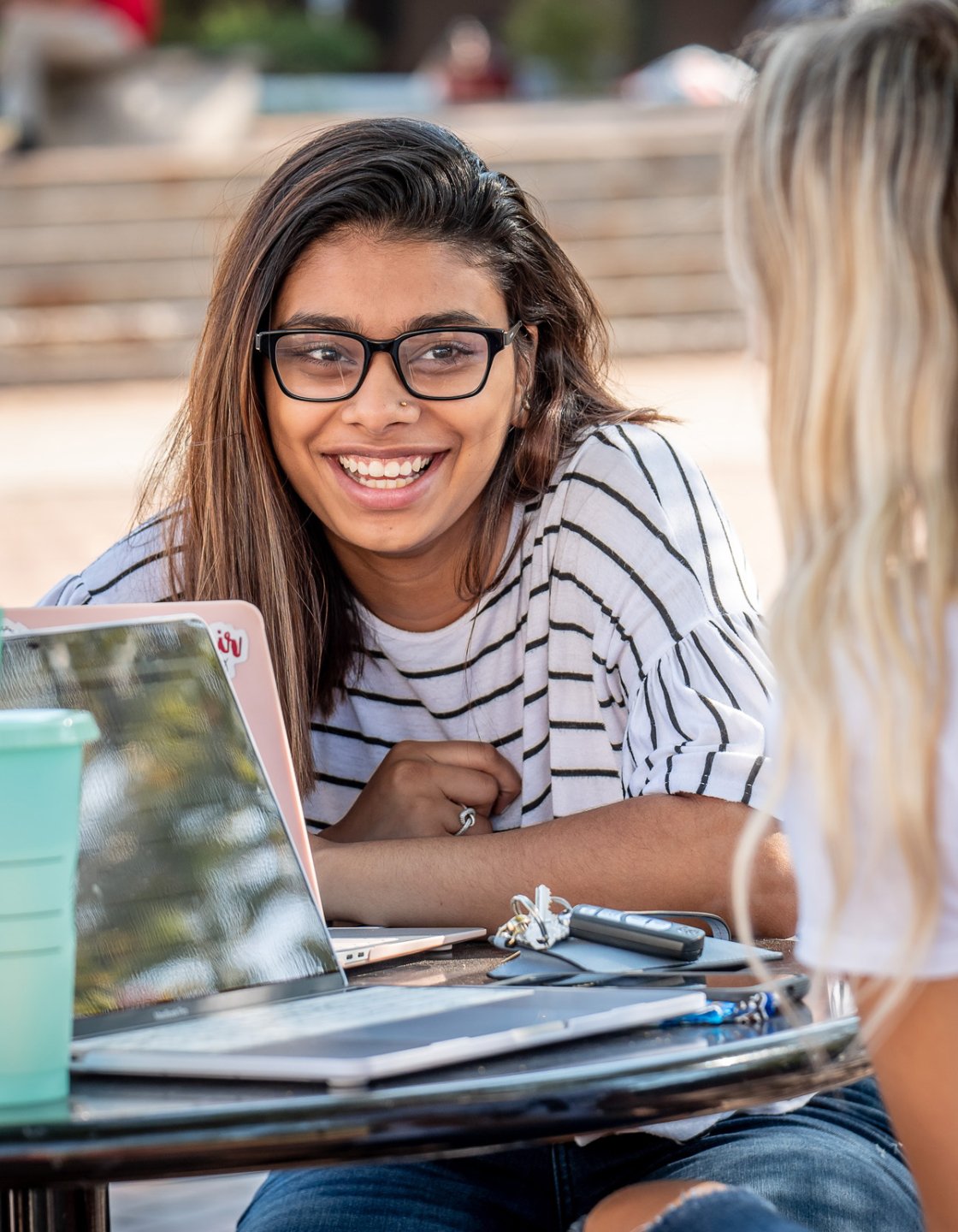 A student smiling