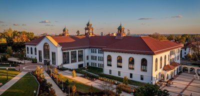 aerial view of Cole Hall on Montclair campus