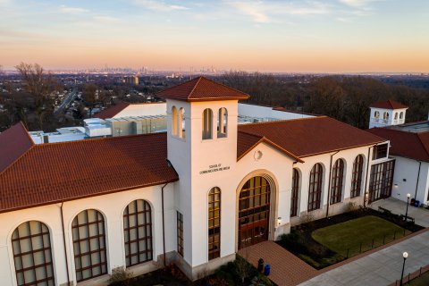 aerial view of the school of communications and media at Montclair State University
