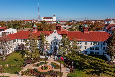 Ariel shot of Cole Hall.