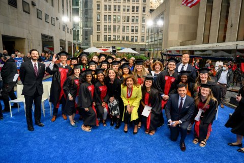 Nursing graduates, faculty and President Koppell with the hosts of the Today Show