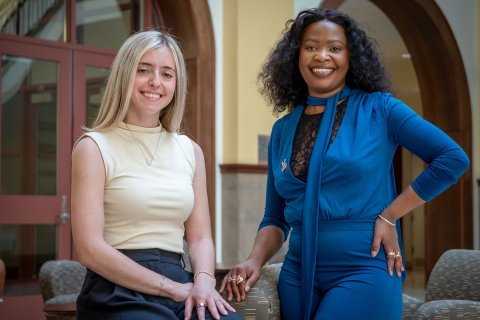 Abbigale Damiano and Kananelo Mokati at University Hall.