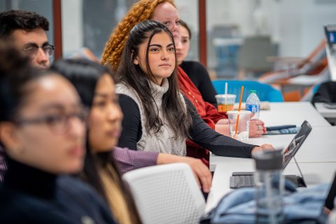 students in class facing toward lecturer