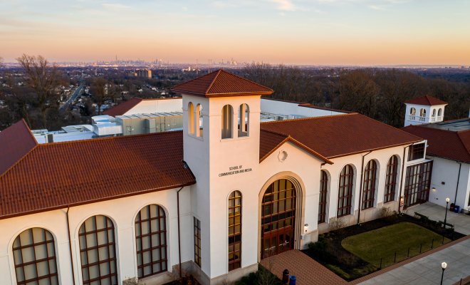 aerial view of the school of communications and media at Montclair State University