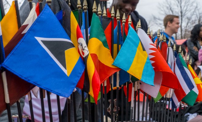 Display of various flags from all over the world.