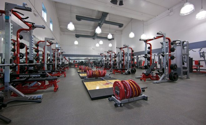 Weight room in a gym