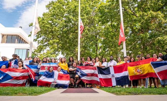 Hispanic heritage month flag raising at Montclair State University
