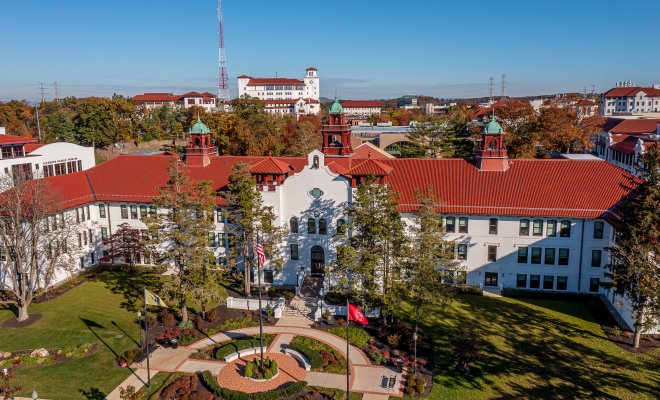 Ariel shot of Cole Hall.