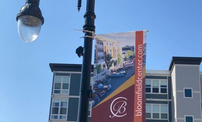 Bloomfield banner on light pole
