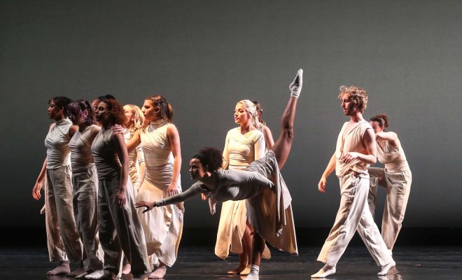 Students on stage, performing "Violet" choreographed by Leslie Kraus.