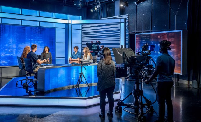 Students film a new production at Montclair State University.