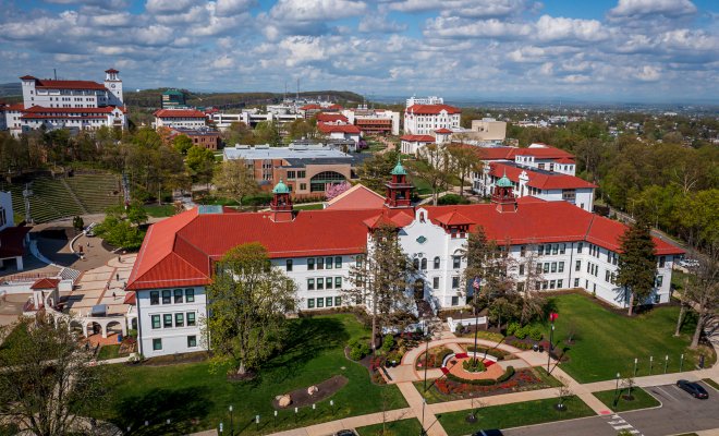 Ariel view of Montclair Campus building.