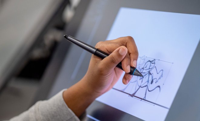 Hand drawing animation on screen