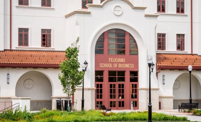 Exterior of Feliciano School of Business building