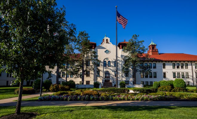Building on campus in summertime.