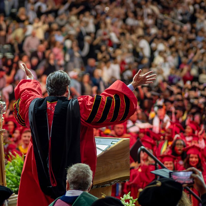 President Koppell addressing the graduating class of 2025