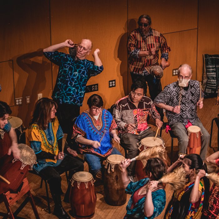 West African Drumming and Dance Ensemble on stage