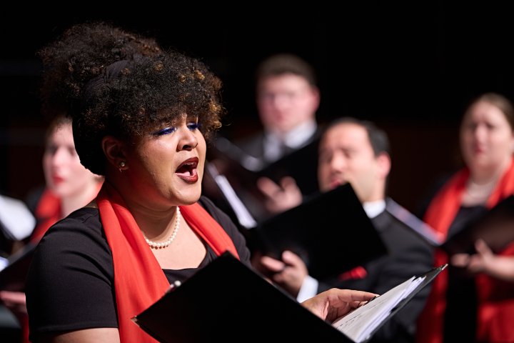 University Singers on stage of Kasser Theater