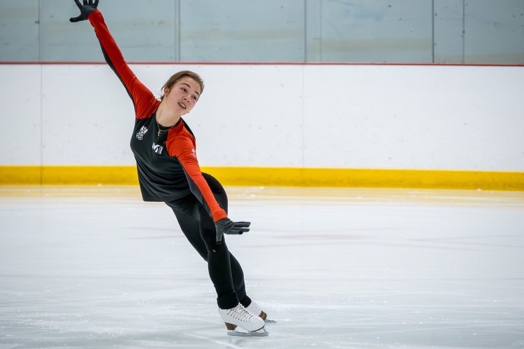 Olga Mikutina, Austria’s national figure skating champion, skates her short program during a training session at the Montclair State University Ice Arena.​