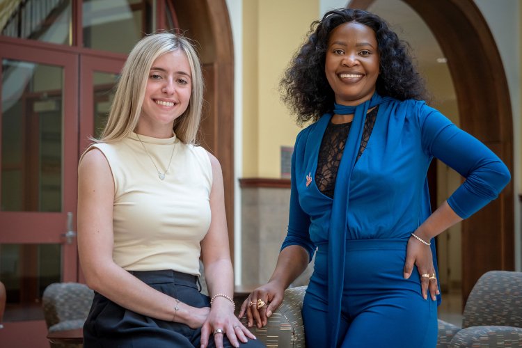 Abbigale Damiano and Kananelo Mokati at University Hall.
