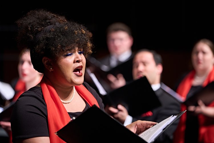 University Singers on stage of Kasser Theater