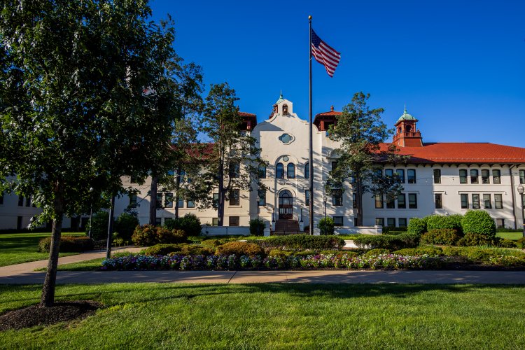 Building on campus in summertime.