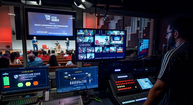 student in control room during Think Tank with Steve Adubato