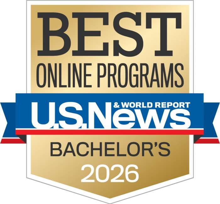 Emblem for Best Online Bachelor's Programs from U.S. News and World Report.