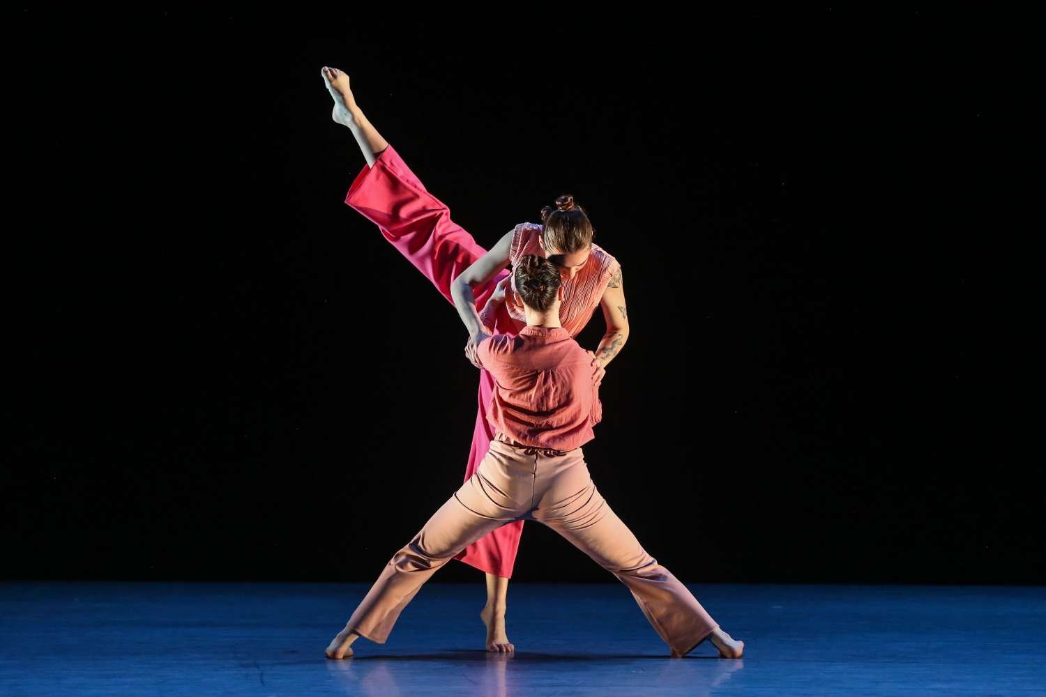 Two dance students on stage.