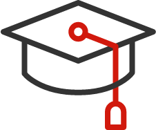 Line art of a graduation cap.