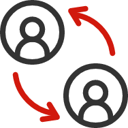 icon of two profile pictures with arrows connecting them